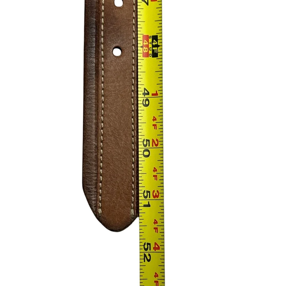 Tommy Hilfiger Leather Belt XL Brown Contrast Stitch Rugged Americana Preppy